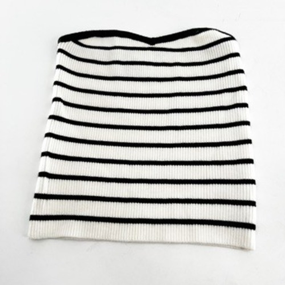 Edikted Black White Striped Strapless Tube Top Ribbed Knit Small S